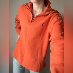 Polo Ralph Lauren Y2K 00s Orange quarter zip Sweater pullover mens L